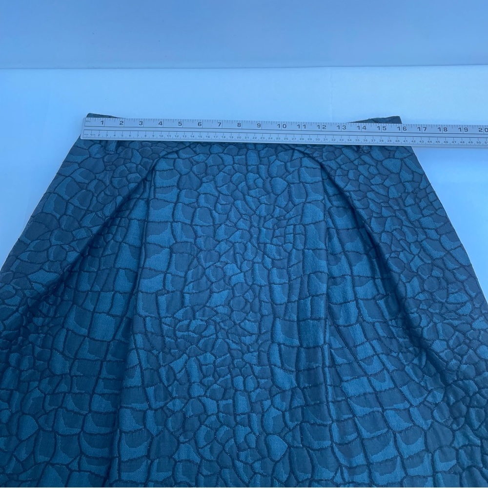 Moschino Wool Chic Mini Skirt Women’s 12 Metallic Green Pleated Croc Pattern - Picture 13 of 13